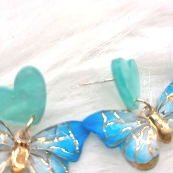 New BUTTERFLY dangle earrings with 925 silver posts - Picture 3 of 13